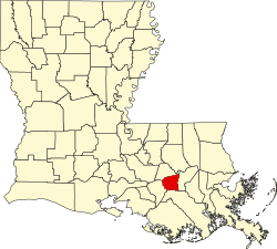 Map of Louisiana highlighting Saint James Parish